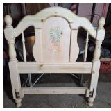 Wooden Twin Headboard With Floral Design