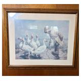 Framed Artwork of Farmer with Geese