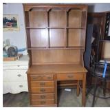 Wooden Desk With Hutch and Drawers
