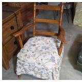 Wooden Armchair With Floral Upholstered Cushion