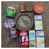 Vintage Food Containers and Tin Frame
