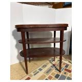 Wooden Three-Tier Oval Side Table