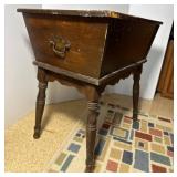 Wooden Sewing Table With Hinged Lid