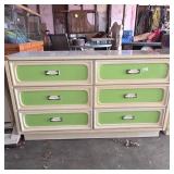 Wooden Dresser with Green Panels