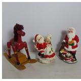 Ceramic Figures and Wooden Rocking Horse
