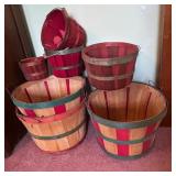 Wooden Baskets with Red and Green Detailing