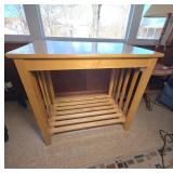 Wooden Table With Slatted Storage