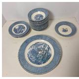 Currier and Ives Blue Dinnerware Plates