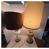 Table Lamps With Milk Glass and Ceramic Bases