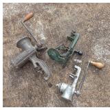 Manual Meat Grinder and Apple Peeler Tools