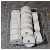 Metal Basket With Vintage Paper Rolls