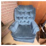 Blue Upholstered Armchair With Tufted Back