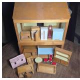 Wooden Dollhouse with Furniture Set