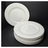 Gibson White Dinner Plates with Gold Trim