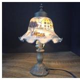 Decorative Electric Lamp with Scenic Shade