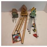 Wood And Metal Wind Chimes And Birdhouses