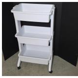 White Rolling Storage Cart With Three Tiers