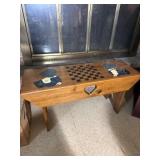 Wooden Painted Bench With Checkerboard 36x18x12 1/