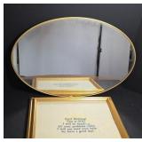 Framed Mirror and Embroidered Wall Art