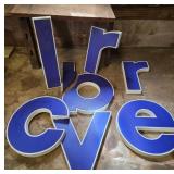 Blue And White Letters From Mobile Gas Station Sig