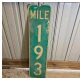 Vintage Metal Mile Marker Sign