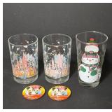 Disney Glass Cups With 25th Anniversary Design