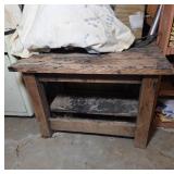Wooden Workbench With Lower Shelf
