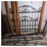 Metal and Wood Four-Post Bed Frame