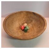 Munising Wooden Dough Bowl with Stone Eggs