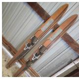 Wooden Water Skis With Metal Bindings