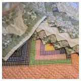 Patchwork Quilt with Floral and Gingham Patterns