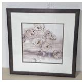 Framed Floral Artwork With Neutral Tones