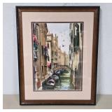 Framed Venetian Waterway Painting
