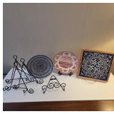 Ceramic Plates With Stands and Tile Panel