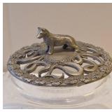 Pewter Dog Dish & Mikasa Hinged Crystal Dish