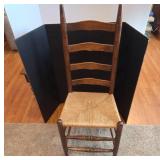 Wooden Ladderback Chair With Rush Seat