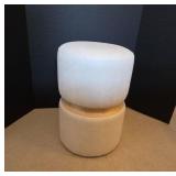 Beige Stool with Wood Accent