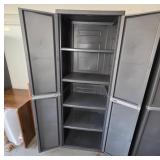 Gray Plastic Storage Cabinet With Shelves