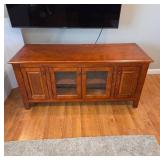 Wood Console Cabinet With Glass Doors