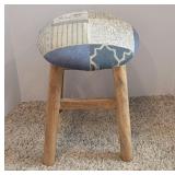 Wood Stool with Patterned Fabric Top