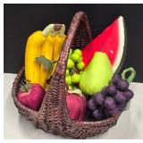 Woven Basket With Fabric Fruit Decor
