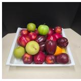 White Tray With Faux Assorted Fruits