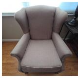Wingback Chair in Tan Fabric Upholstery