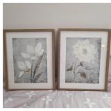 Framed Floral Artwork with Wood Frames