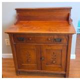 Early 1900s Wooden Washstand With Shelf