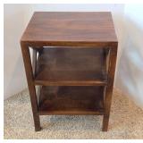 Wooden Table With Shelves and X-Frame Sides