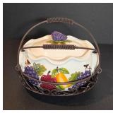 Ceramic Serving Dish With Metal Holder