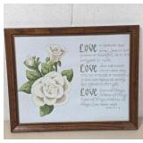 Framed Needlepoint With Roses and Verse