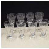 Etched Crystal Glassware With Floral Motif