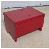 Red Wooden Box With Hinged Lid